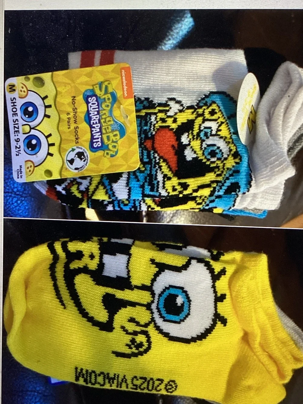 SpongeBob SquarePants Low-Cut Socks - Yellow, Blue, Black & White